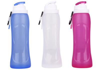 Garrafa dobrável azul dos esportes do silicone das garrafas de água 500ML do exercício