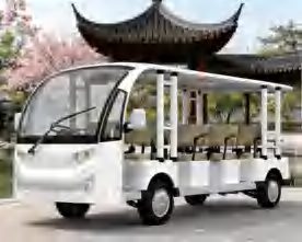 14 Seater Enclosed Electric Sightseeing Bus MacPherson Front Suspension Leaf Spring Rear PU Antibacterial Seats