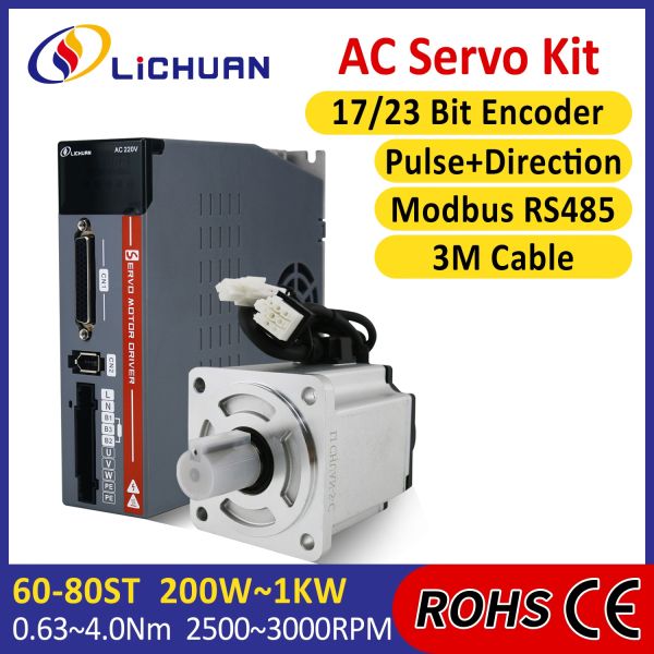 Lichuan AC Servo Motor Drivers Kit A5 LC10L 600W 0.6KW 1.91N.m 220V 3.3A 3000RPM IP65