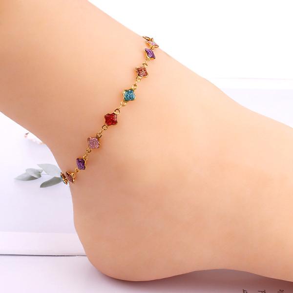 Fashion new colorful anklet girl 18K golden OEM logo words bell beach titanium steel foot accessories wholesale