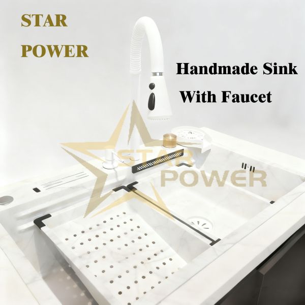 Fregadero de cocina de acero inoxidable 304 soldado sin costuras y engrosado, lavabo hecho a mano