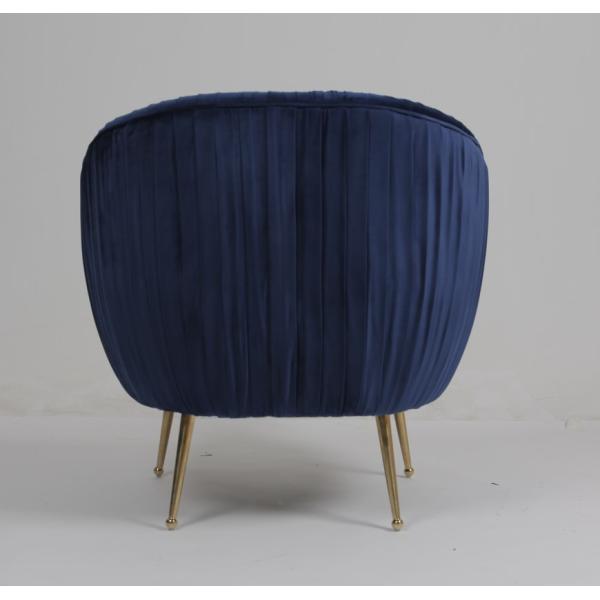 Modern Blue 88CM Velvet Fabric Armchair With Stainless Steel Legs