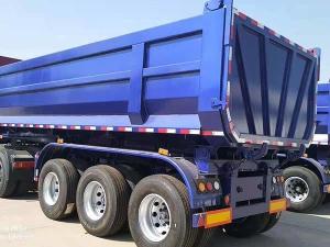 60T Tipper Semi Trailer 3 Axles Semi Flatbed Trailers Blue