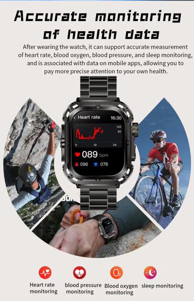 Rugged Waterproof Outdoor Smart Watch Body Temperature Compass 240x296