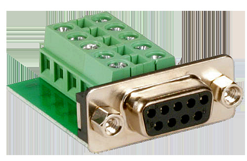 DB9 Female to Terminal Block Connector ADVANTECH BB-DGB9FT with Clear Labeling and 9 Separate Connection Points