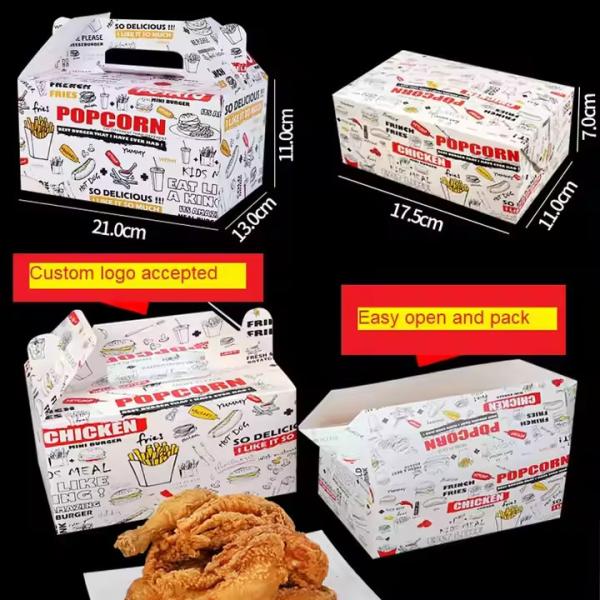 Customized Printed French Fry Paper Container Hamburger Fast Food Fried Chicken Wing Packaging Box