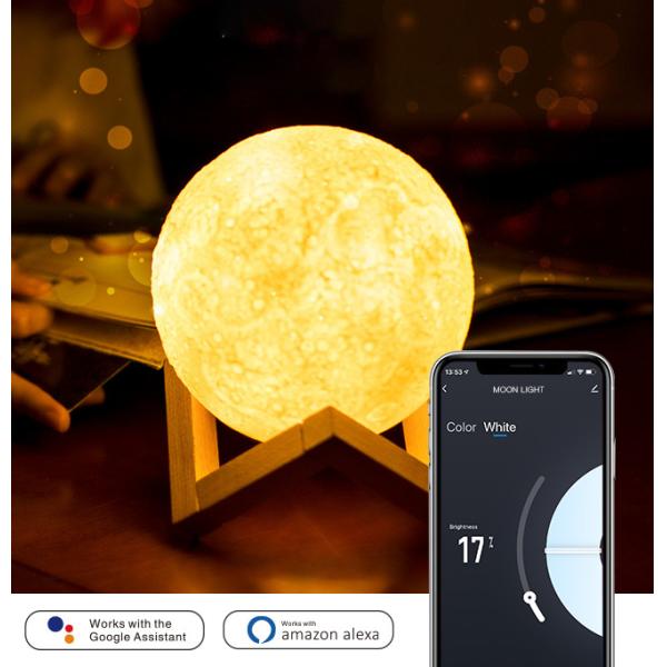 5V 1A Moon Night Light , 3500K Color Changing Moon Lamp Dimmable