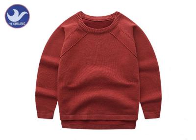 High Low Reglan Long Sleeves Boys Knit Pullover Sweater Crew Neck Side Slit