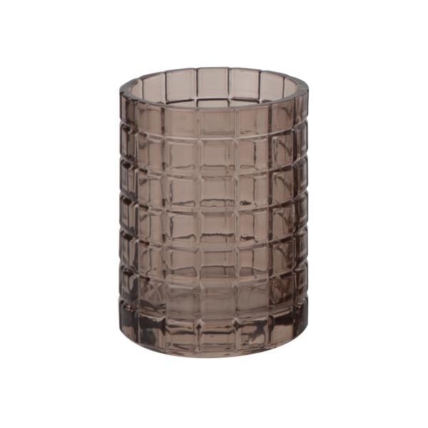 Brown Color Glass Bathroom Accessories Sets With Round Shape With Black Parts