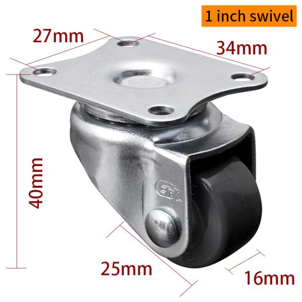 Ruedas de ruedas rígidas de 1 pulgada para piernas de muebles 201P-72