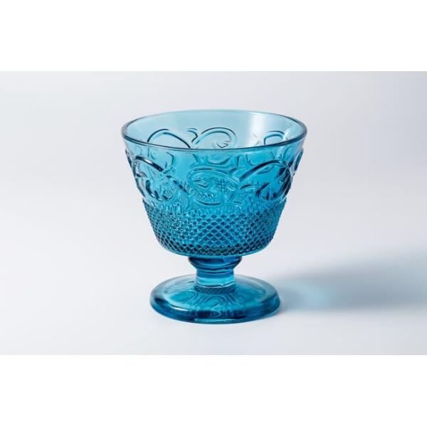 Pressed 8oz Blue Glass Serving Bowls 230ml Colored Mini Glass Trifle Bowls