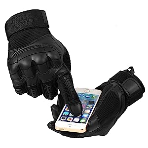Protective Gear Full Finger Gloves, Motorcycle Tactical Gloves Upgraded Touch Screen Damping Palm Pads Rubber Guard