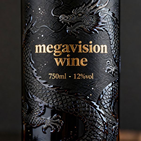 Waterproof Wine Bottle Black Label Sticker Logo Sticker Waterproof Gold Embossed Adhesive Labels for Spirit Whisky Brandy Bottle