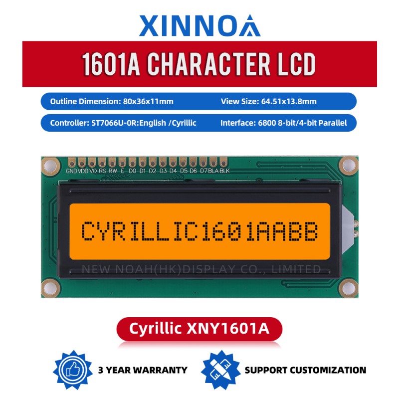 Cyrillic Gray Film 1601A Liquid Crystal Display 16X1 80X36X11Mm 16*1 Monochrome