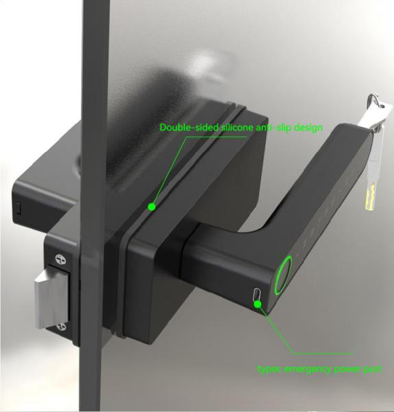 Office Tuya Wireless Control Smart Glass Door Lock Fingerprint IC Card Access
