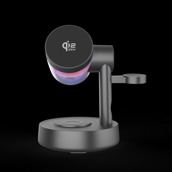 Stylish Qi 2.2 Wireless Charger and Bluetooth 5.2 Speaker Combo Support both Samsung & Apple Devices