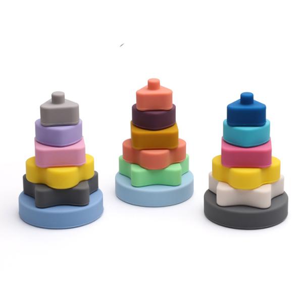 CE Educational Silicone Stacking Toys Creative Building Blocks SGS For Kids