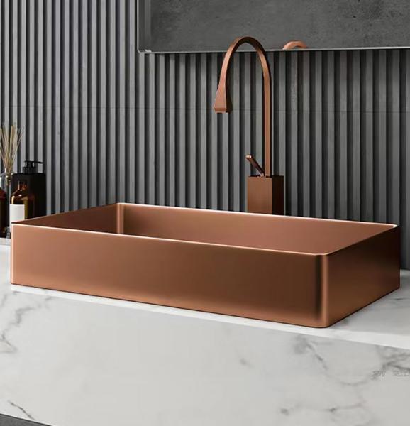 Stainless Steel 304 Luxury Vessel Sinks , Bathroom Wash Sink With Nano Plating PVD Brushed