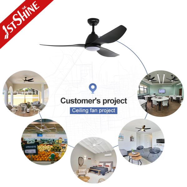52 Inches Black Ceiling Fan with ABS Blades and Whisper-Quiet DC Motor LED Lighting