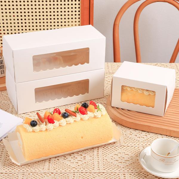 Dessert Printed Paper Boxes Swiss Roll Cake Packaging Custom Logo