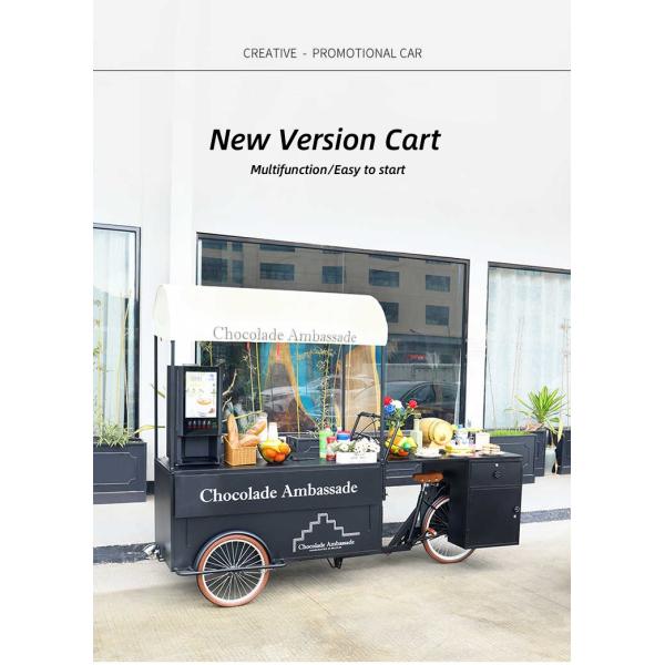 Outdoor Street Hotel Tricycle Ice Cream Cart Bicycle Design with Milk Raw Material