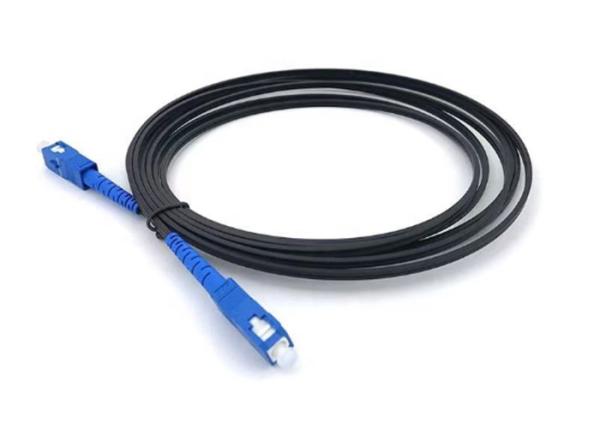 2 End Pre Terminated Ftth Drop Cable 1c Black Single Mode Fiber Jumper SC APC Connector