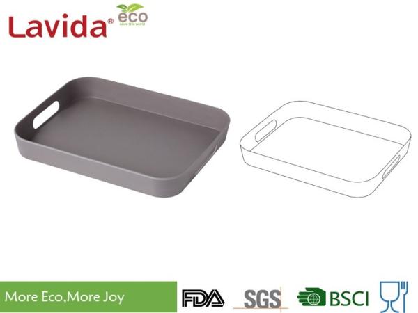 Professional use Customized Logo and Design Biodegradable Bamboo fibre Tray for shool restaurant home Gray 2-pc set