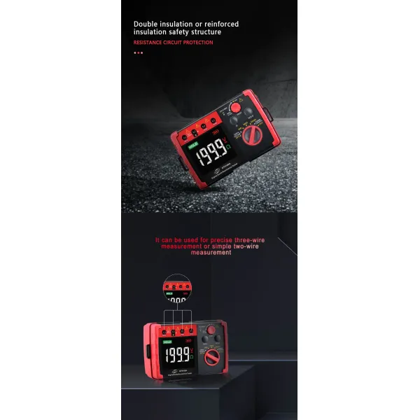 GT5105A Digital Earth Resistance Tester 400V Overload Protection with Intelligent MCU Chip