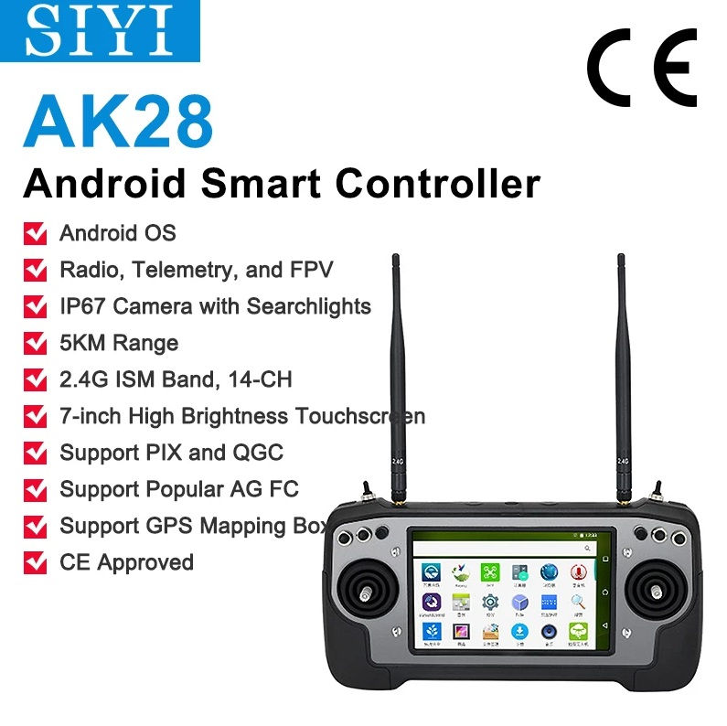 Hot Sales SIYI AK28 Radio System Transmitter Remote Controller With Telemetry Receiver For Agriculture Spraying 2.4G 10KM Range