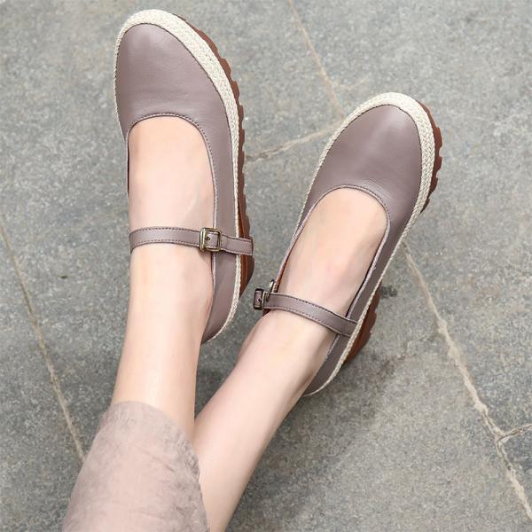 S279 Spring All-Match Leather Toe Cap Platform Sandals With Enhanced Temperament, Hand-Woven Breathable Women'S Shoes