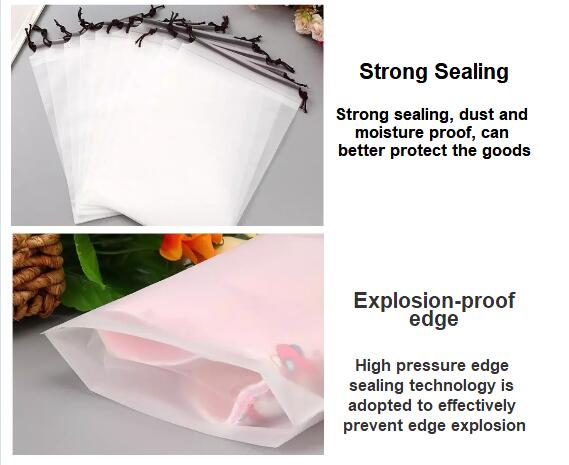 Gravure Printing 100mic Frosted Plastic Drawstring Bags Customized Logo Promotional Polyester Drawstring Frosted Bag