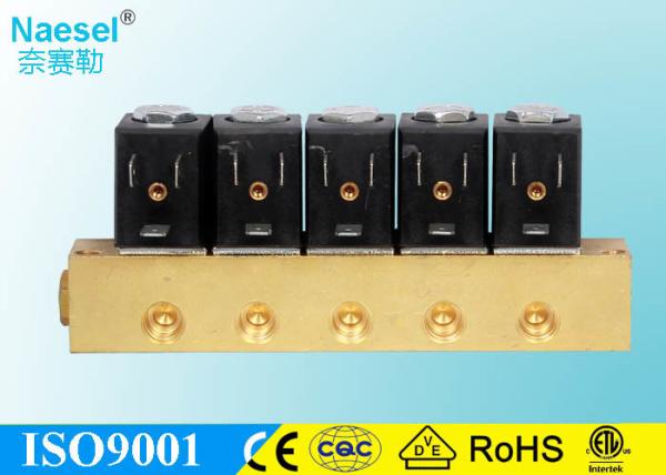 Multiple Manifold Solenoid Valve 24V / 12V Voltage Female Thread Medium Pressure