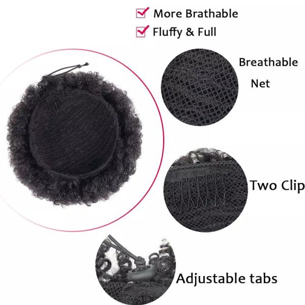 Kinky Curly Brazilian Drawstring Ponytail Hair Extensions with Elastic String Wrap Around