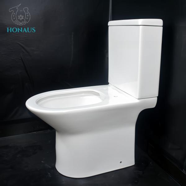 Modern Two Piece Toilet Bowl Hotel Apartment Use Ceramic White Dual Flush Floor Drain