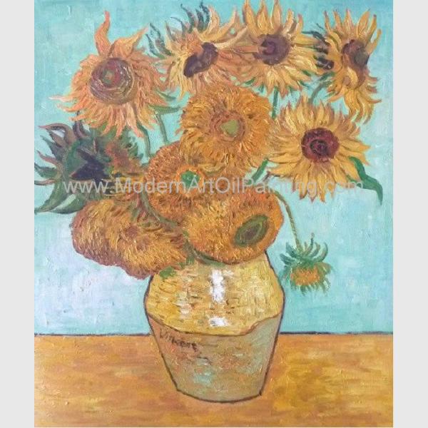 Hand Painted Van Gogh Oil Reproduction, Vincent Sunflowers Still Life Oil Paintings