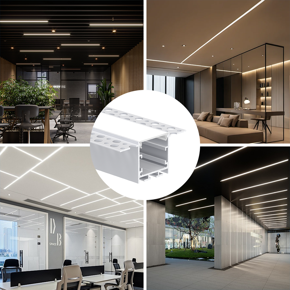 6000 Series Aluminum Alloy Profiles K&C LED Ceiling and Wall Linear Lights, Enclosed Recessed Extruded Channel K9
