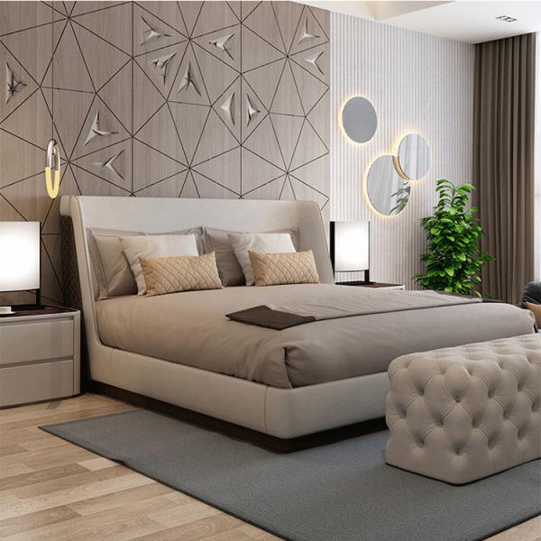 Tufted Modern Luxury King Size Bed 1.38m Leatherette Contemporary Italian Bedroom Set