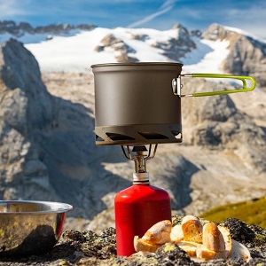 Stainless Steel Camping Outdoor Cookware Mess Kit Set, Folding Cookset Camping Teapot and Pans Set Equipment