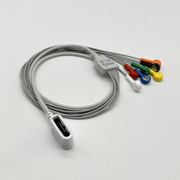 7 Lead Holter Cable For GE SEER 1000 Snap Connector 2104813-001 1.1m