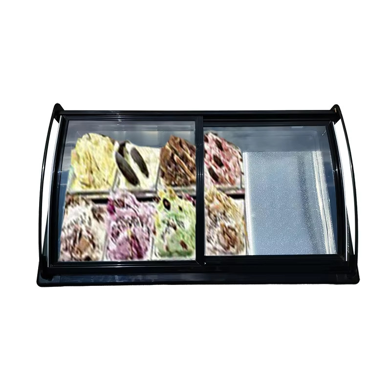 Supermarket Commercial Glass Sliding Door Gelato Ice Cream Display Freezer