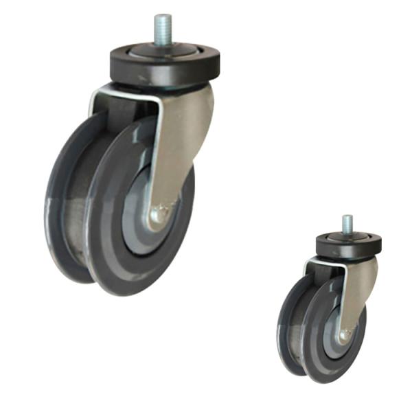 Gray PU 125mm Heavy Duty Trolley Wheels With Ball Bearing