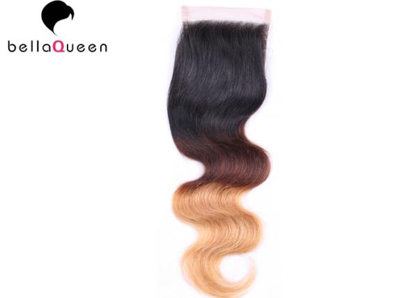 Três do corpo da onda do cabelo humano porções do fechamento do laço para mulheres