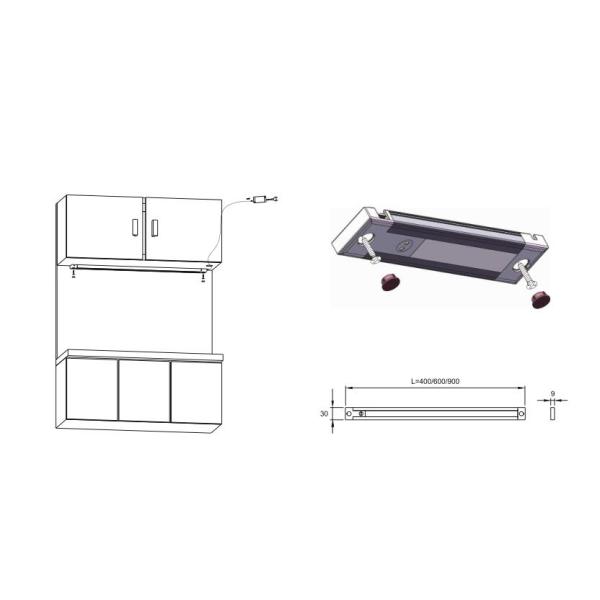 Двойная индукция 400 осветительной установки PIR СИД шкафа строки/600/900 * 30 * 9mm