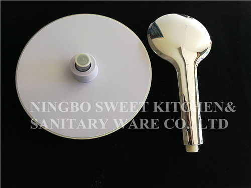 ABS material Self-cleaning chrome plating shower head hand shower set round overhead shower rain shower bathroom shower