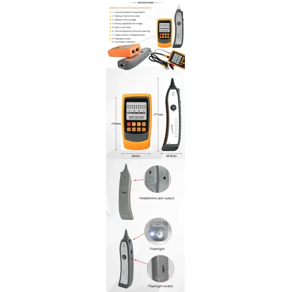 GM60 Wire Tracker Network Cable Tester Long Distance Tracing