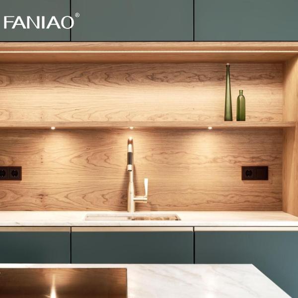 Современный горячее продажа стиль зеленый меламин на заказ размер кухонный набор Кухонные шкафы с раковиной