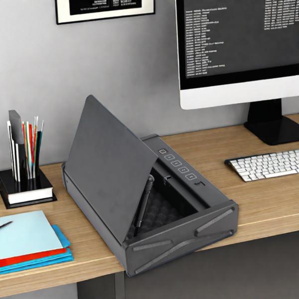 Mini Safe Digital Heavy Duty Fingerprint Code Key Unlock Money Gun Safe for Car Headrest