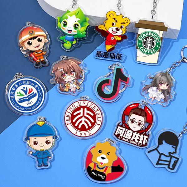 Chave transparente de acrílico com anel de metal durável e impressão personalizada