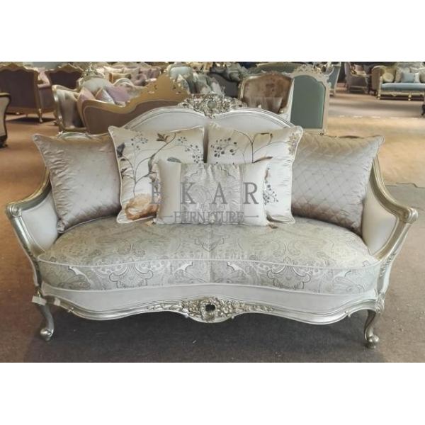 Upholstery Antique Fabric White Sofa Set