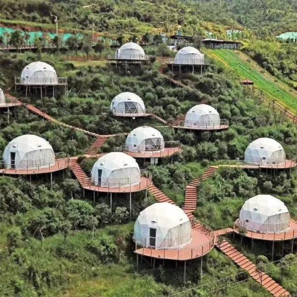 Гостиничное украшение Надувная геодезическая купольная палатка Роскошная водонепроницаемая